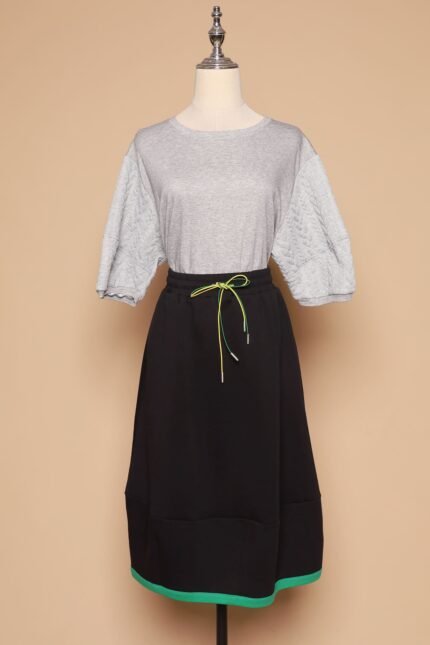 PO - Yuan Embossed Sleeves Top in Grey